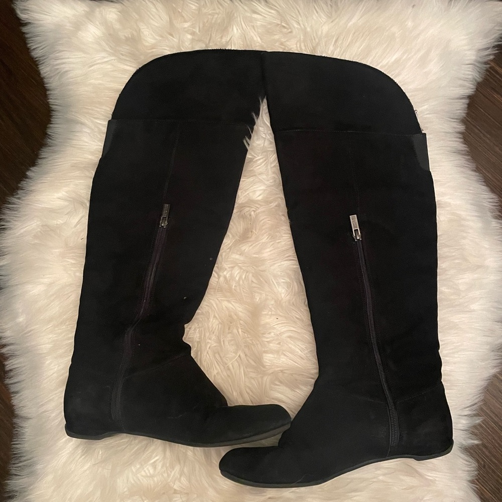 Women's Black Suede Knee-High Boots